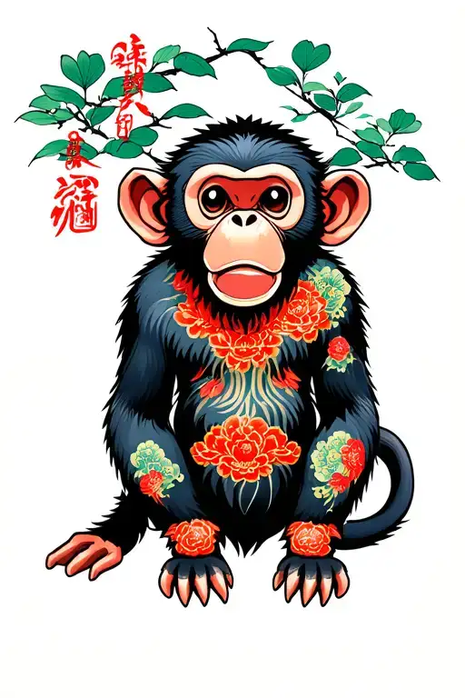 Chinese Monkey tattoo design idea