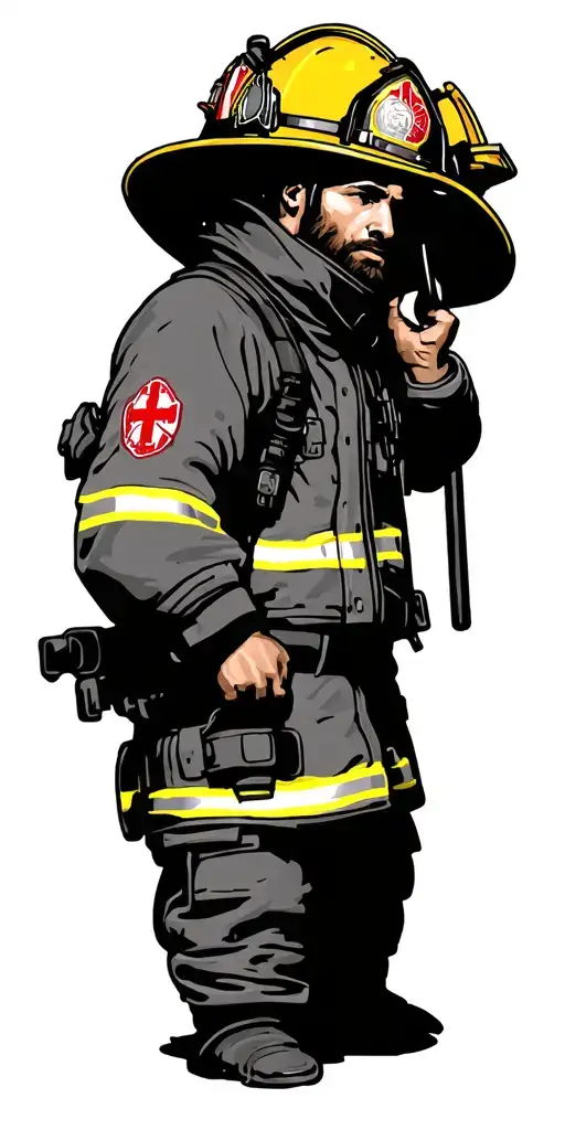 firefighter and cross tattoo tattoo design idea
