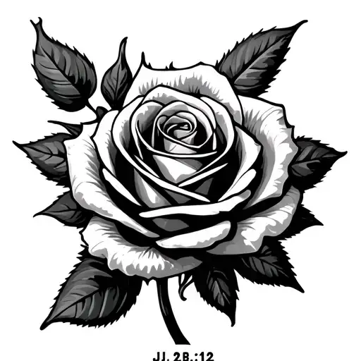 "JJ 2.8.12" single rose tattoo tattoo design idea