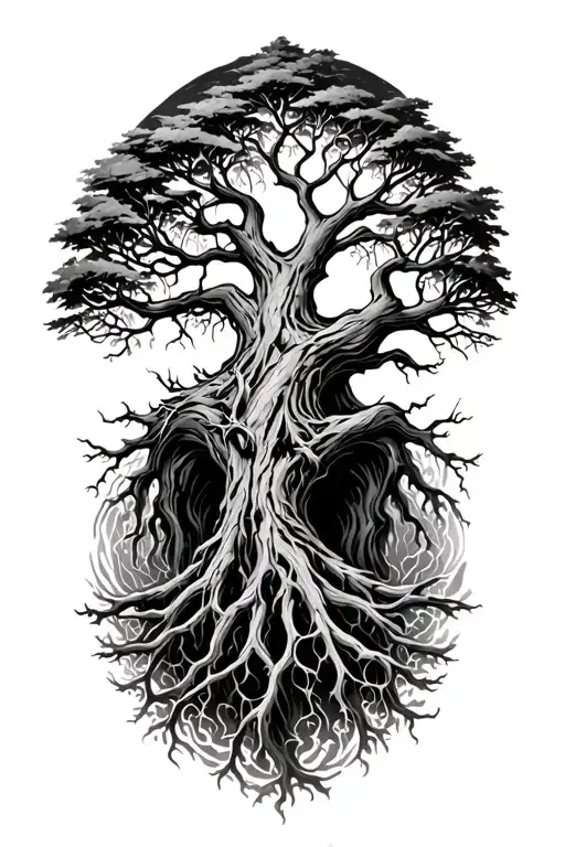 yggdrasil world tree tattoo design idea