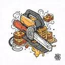 chainsaw buttering toast tattoo design idea
