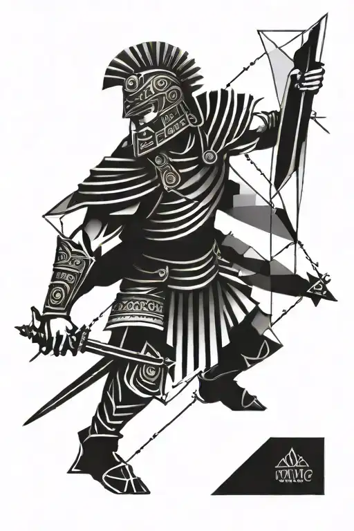 roman warrior tattoo design idea