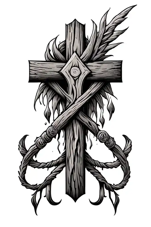 western wood cross tattoo tattoo design idea