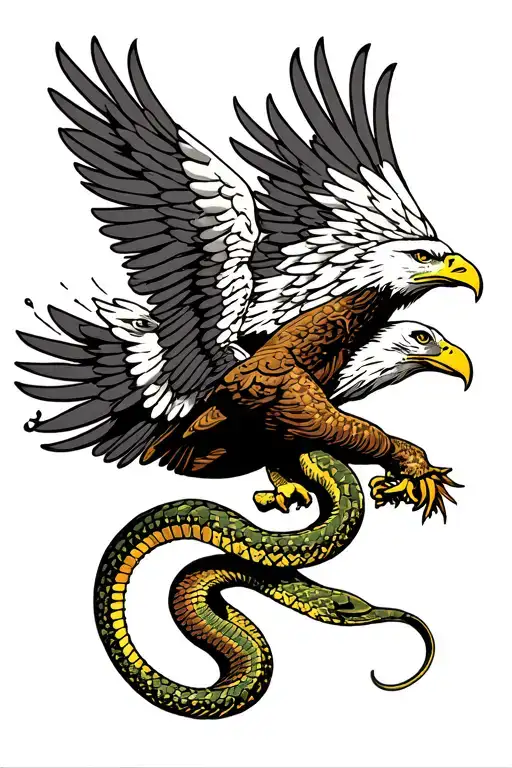 Eagle fighting snake with Hawaii embedded in wings tattoo design idea