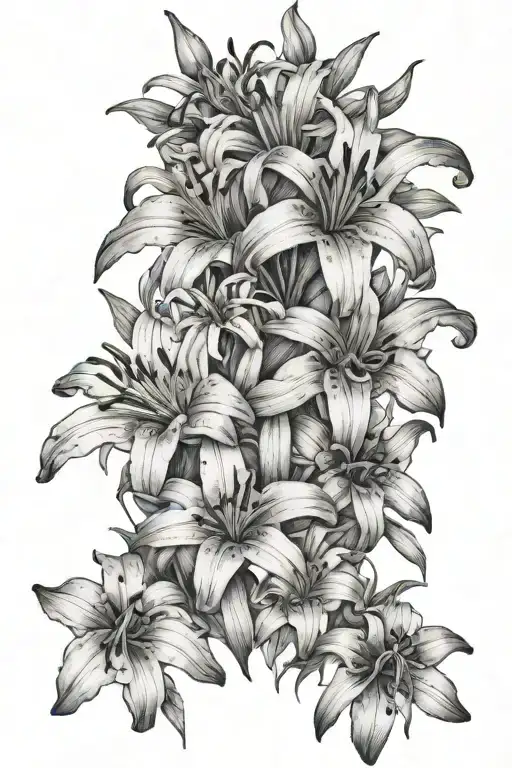 lilies, daisys, iris, columbines, black-eyed susan tattoo design idea
