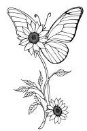 butterfly with sunflowers tattoo design idea