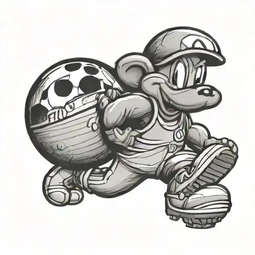 monty mole mario holding bowling ball tattoo design idea
