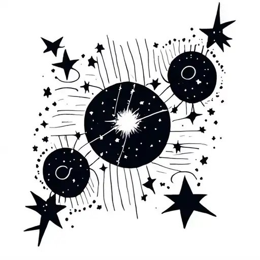 The minimalist sketch of the wrist tattoos, depicting a stylized constellation representing the family tattoo design idea