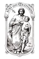 st christopher carrying baby jesus tattoo design idea