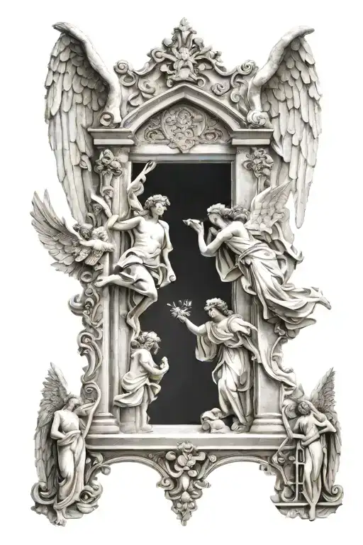 heaven gates and angels tattoo design idea