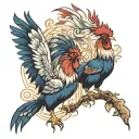 two fighting roosters  tattoo design idea