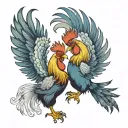 two fighting roosters  tattoo design idea