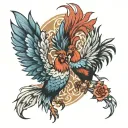 two fighting roosters  tattoo design idea