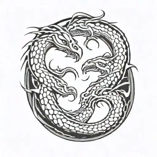 Twin Head Sea Serpent tattoo design idea