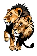 lioness 2 lion cubs tattoo design idea