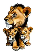 lioness 2 lion cubs tattoo design idea