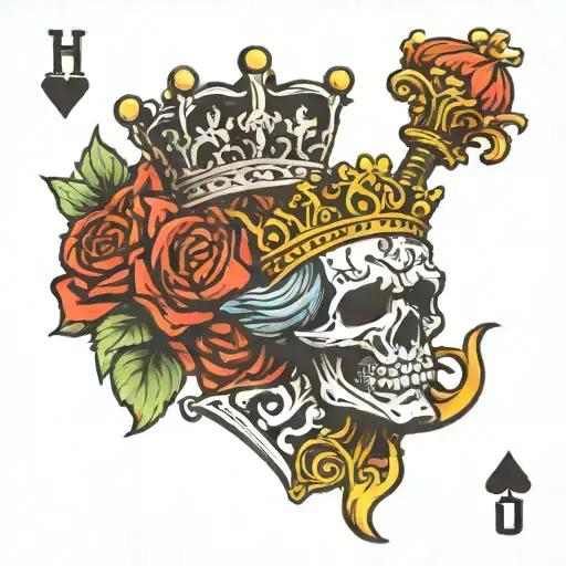 half king card half jack card tattoo design idea