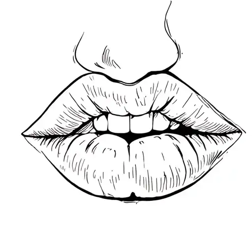 lips kissing tattoo design idea