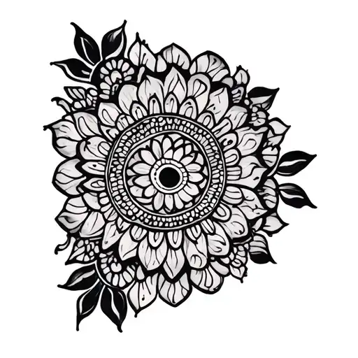 Indian henna and tribal tattoo geometric  sleeve tattoo design idea