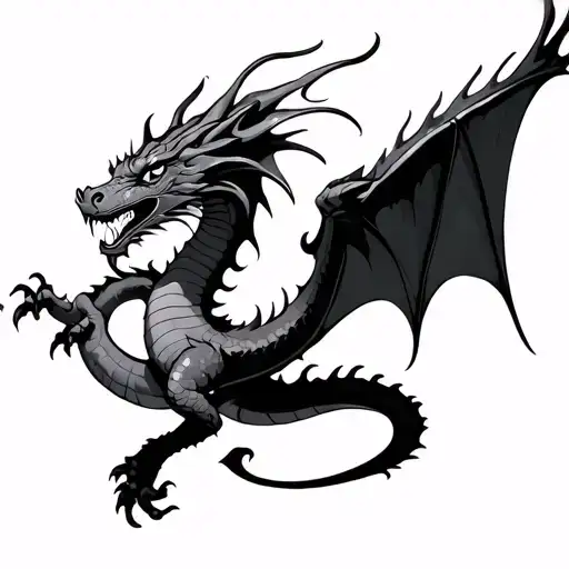 dragon flying tattoo design idea