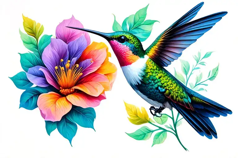 Semicolon hummingbird tattoo design idea