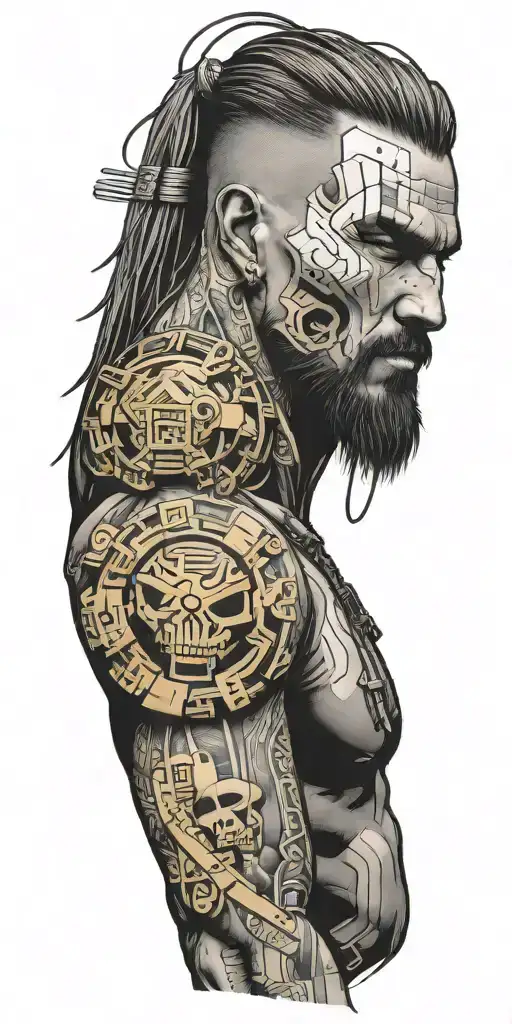 make me a tattoo that covers the whole arm with a design of the maxtac from cyberpunk 2077 and the punisher logo tattoo design idea