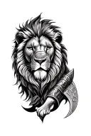 lion with gladiador tattoo design idea