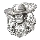monkey with luffy's straw hat (one piece) tattoo design idea