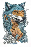 minecraft wolf tattoo design idea