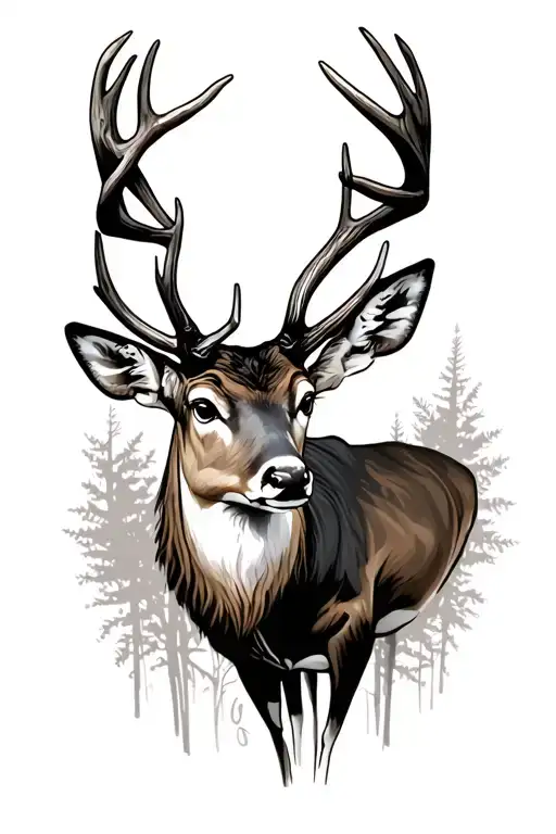 white tail deer antlers tattoo design idea
