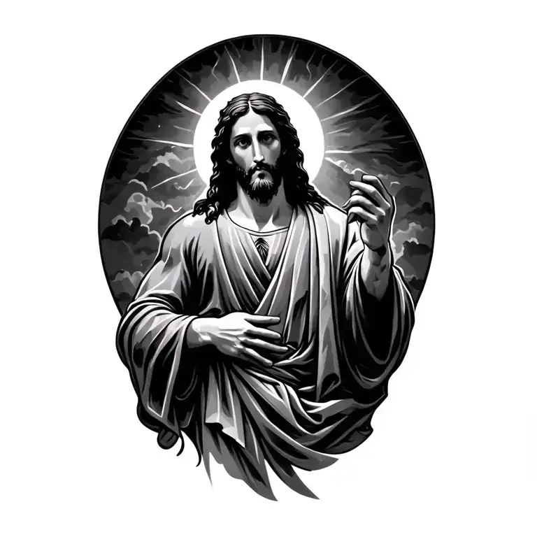 jesus holding tattoo design idea