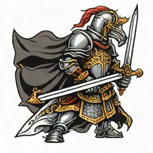 knight holding a sword tattoo design idea