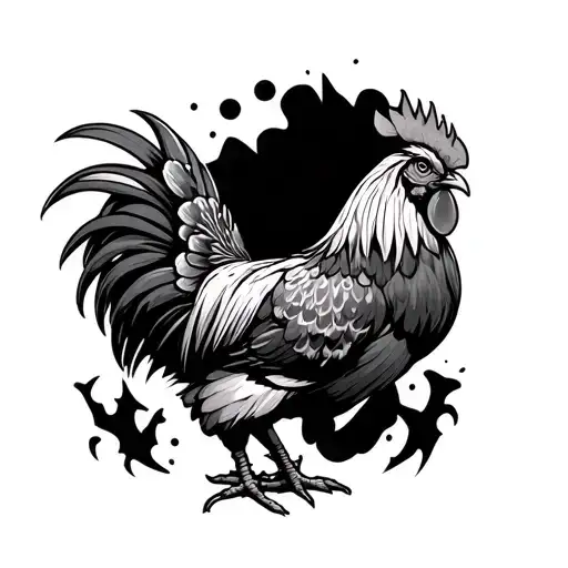 fighting rooster tattoo design idea