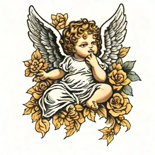 cherub angel tattoo design idea