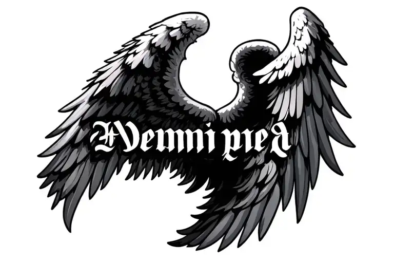 name with angel wings tattoo design idea