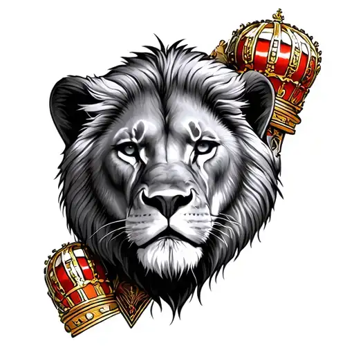 leon con corona tattoo design idea