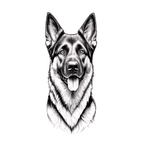 a german shepherd dog in forest tattoo design idea