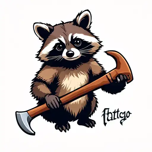 raccoon holding a crowbar tattoo design idea