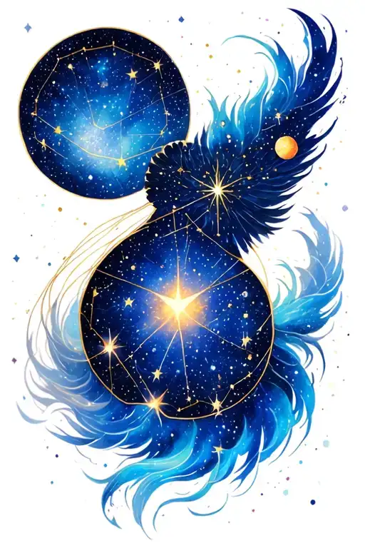 Virgo constellation and Velaris stars tattoo design idea