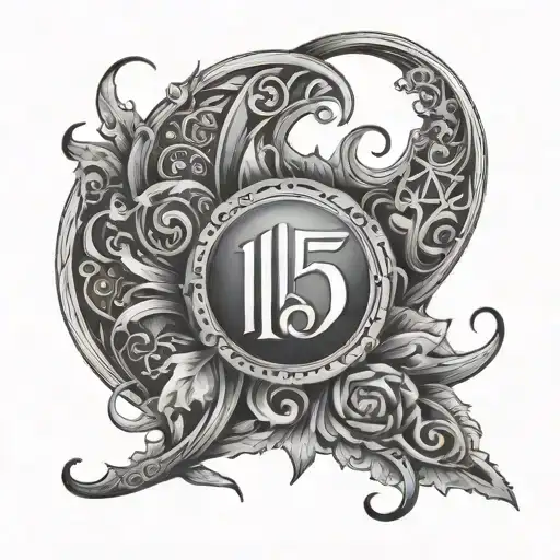 the number 115 tattoo design idea