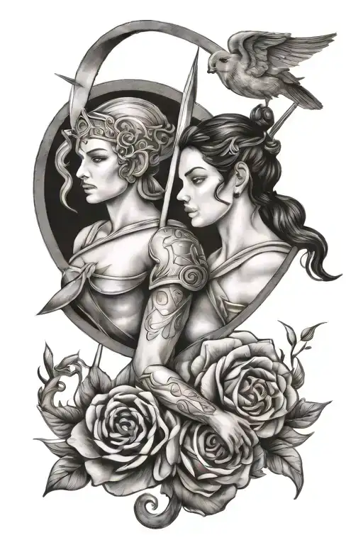 Gemini and Sagittarius tattoo design idea