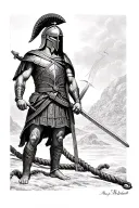I need a Spartan soldier, with a background theme a Greek cord at the bottom, the art is to cover another tattoos tattoo design idea