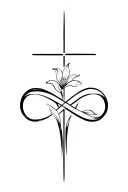 cross with infinity and lilies tattoo design idea