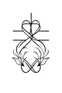 cross with infinity and lilies tattoo design idea