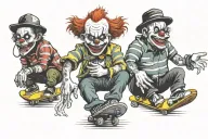 Monsters clowns and scary Movie.Code Movie.Characters Movie.Characters skateboard Movie.Characters skateboarding together tattoo design idea