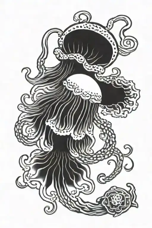 jellyfish fish crab tattoo design idea