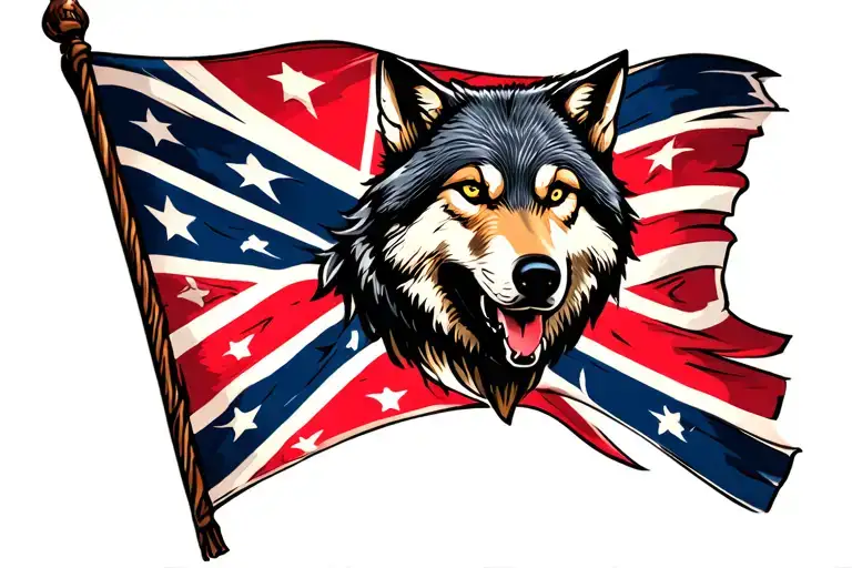 Rebel Flag with wolf tattoo design idea