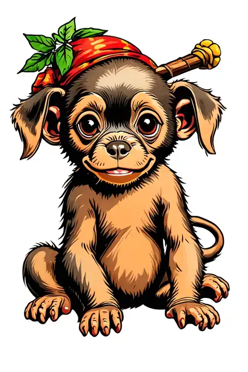 puppy monkey baby creepy tattoo design idea