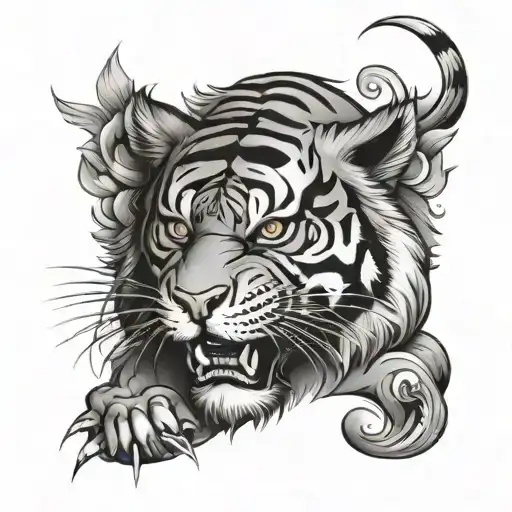 American traditional tiger tattoo design idea
