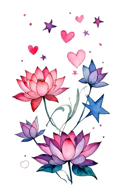que sera sera lotus flowers hearts stars chicago cubs tattoo design idea